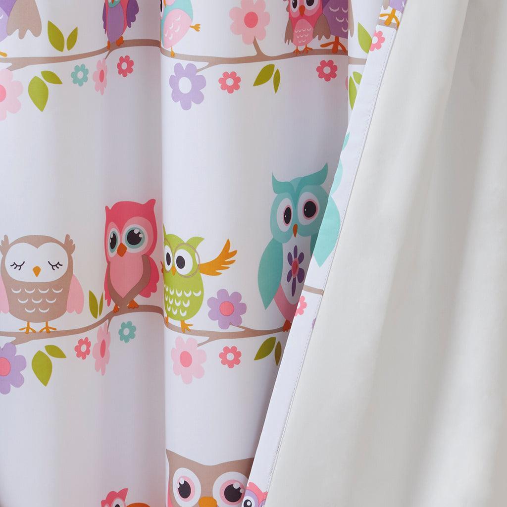 Olliix.com Curtains - Wise 63 H Wendy Owl Printed Blackout Window Panel Multi