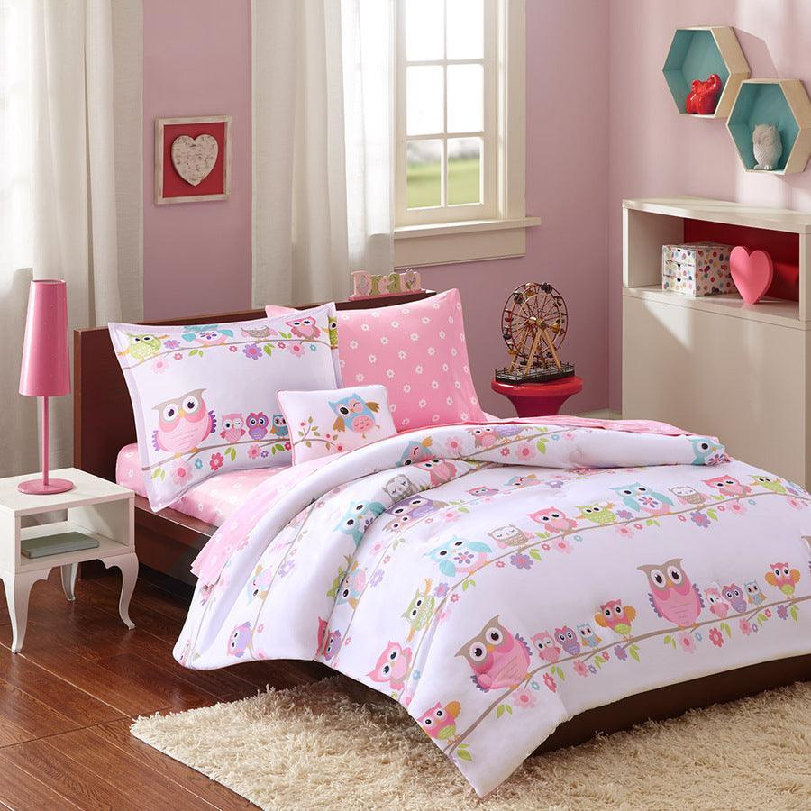 Olliix.com Comforters & Blankets - Wise Twin Wendy Owl Casual Complete Bed and Sheet Set White