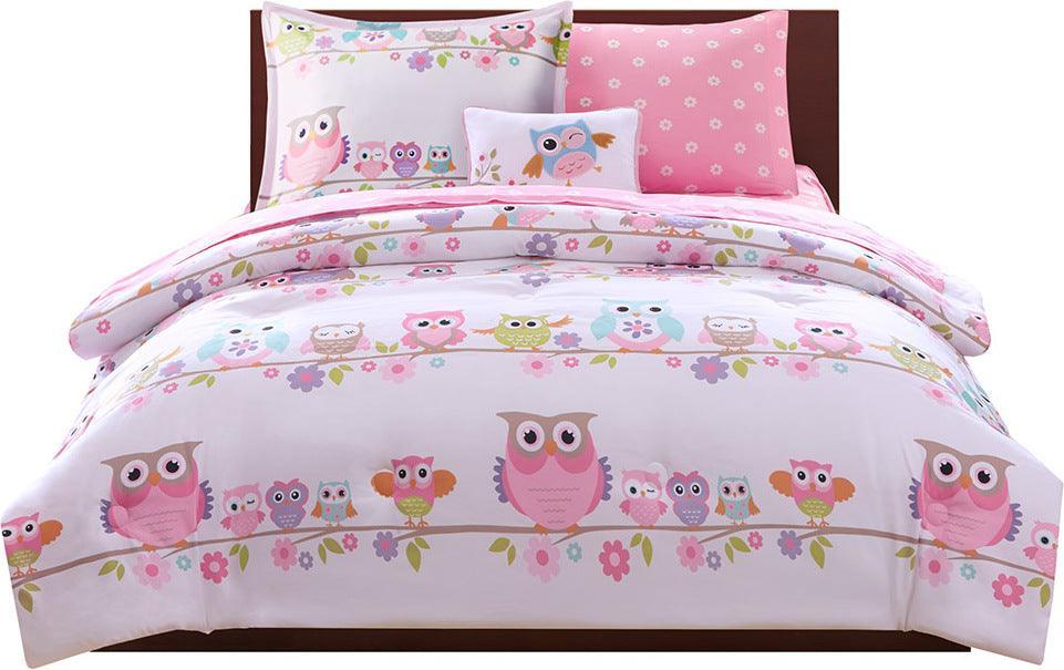 Olliix.com Comforters & Blankets - Wise Twin Wendy Owl Casual Complete Bed and Sheet Set White