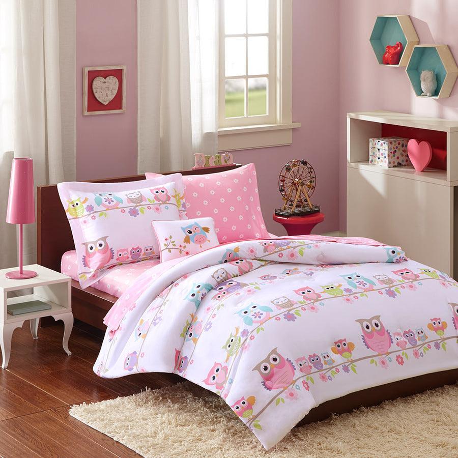 Olliix.com Comforters & Blankets - Wise Twin Wendy Owl Casual Complete Bed and Sheet Set White