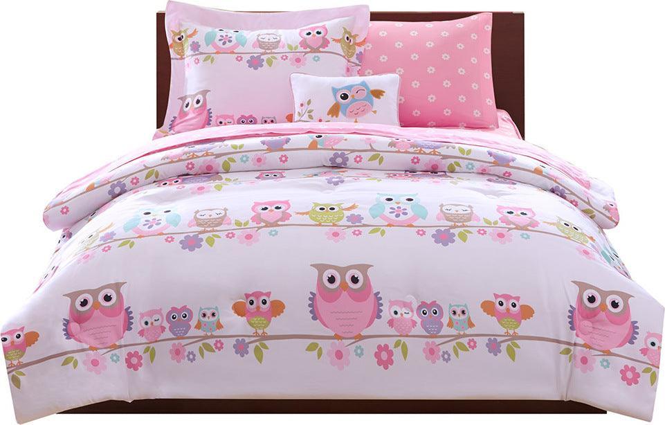 Olliix.com Comforters & Blankets - Wise Twin Wendy Owl Casual Complete Bed and Sheet Set White