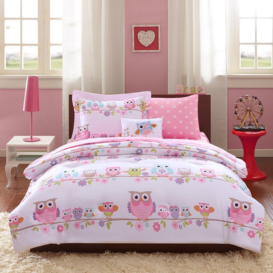 Olliix.com Comforters & Blankets - Wise Twin Wendy Owl Casual Complete Bed and Sheet Set White