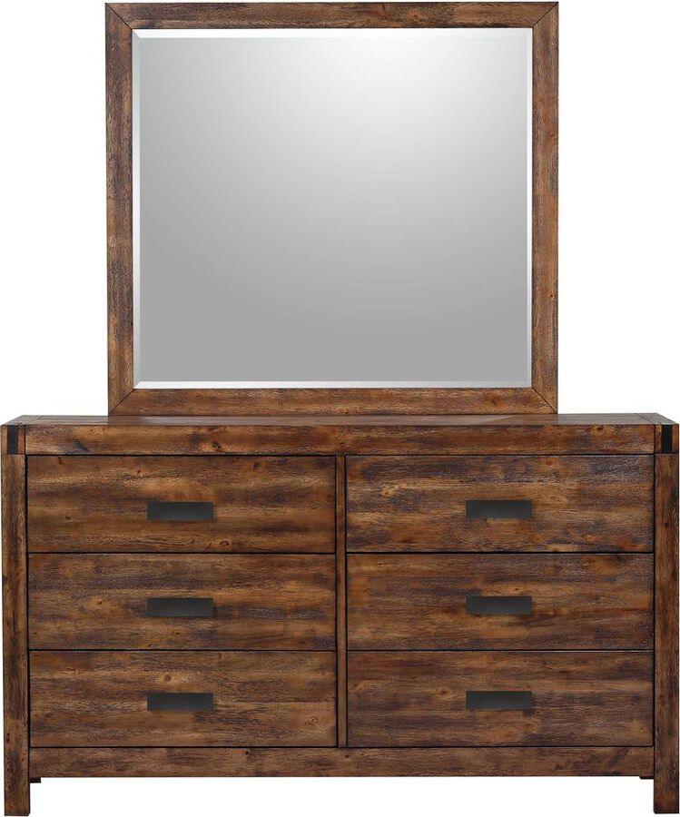 Elements Bedroom Sets - Wren 6-Drawer Dresser and Mirror Set in Chestnut