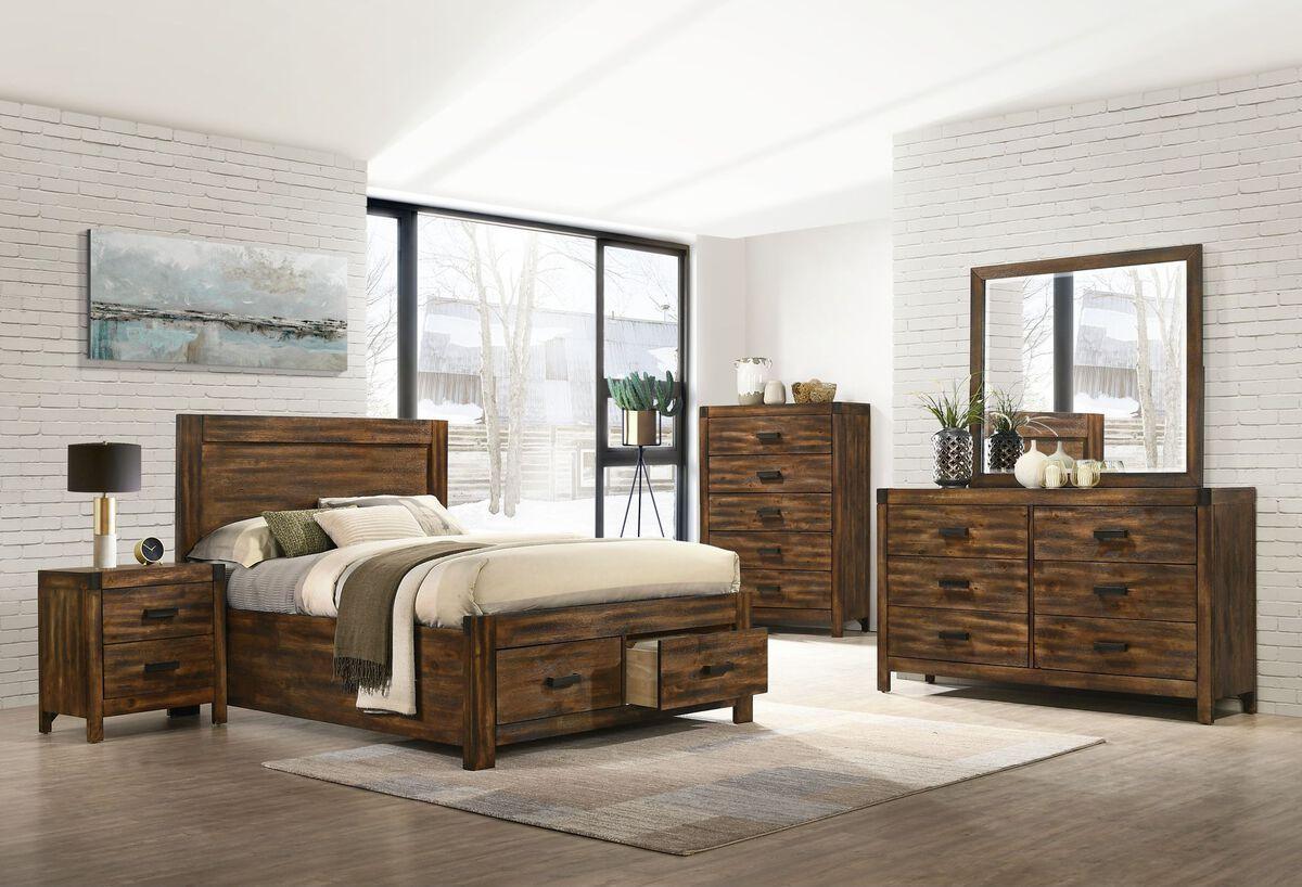 Elements Bedroom Sets - Wren Full 3Pc Platform Storage Bedroom Set In Chestnut