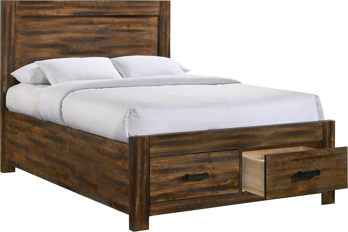 Elements Bedroom Sets - Wren Full 3Pc Platform Storage Bedroom Set In Chestnut