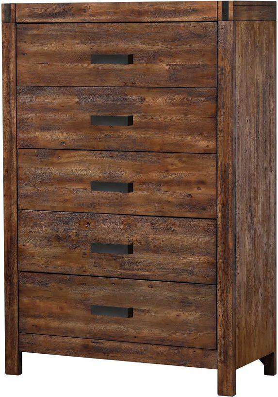 Elements Bedroom Sets - Wren King 3PC Platform Storage Bedroom Set In Chestnut