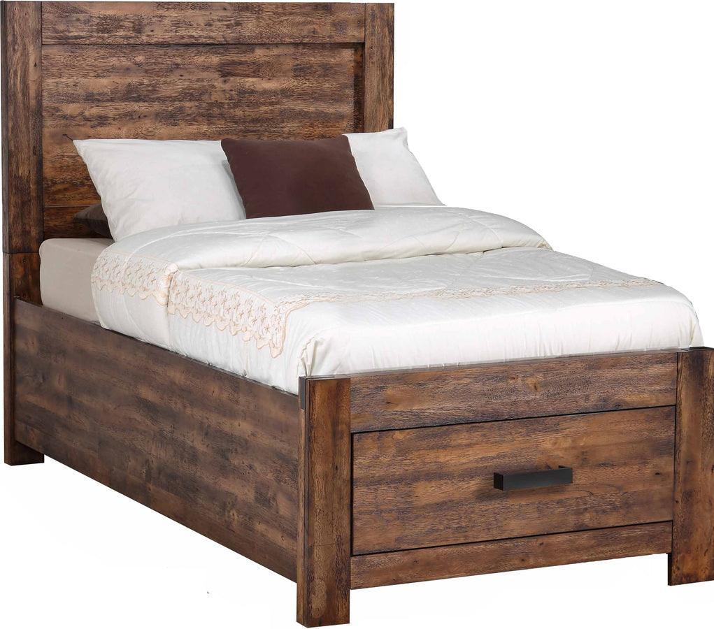Elements Bedroom Sets - Wren Twin 3PC Platform Storage Bedroom Set In Chestnut Chestnut