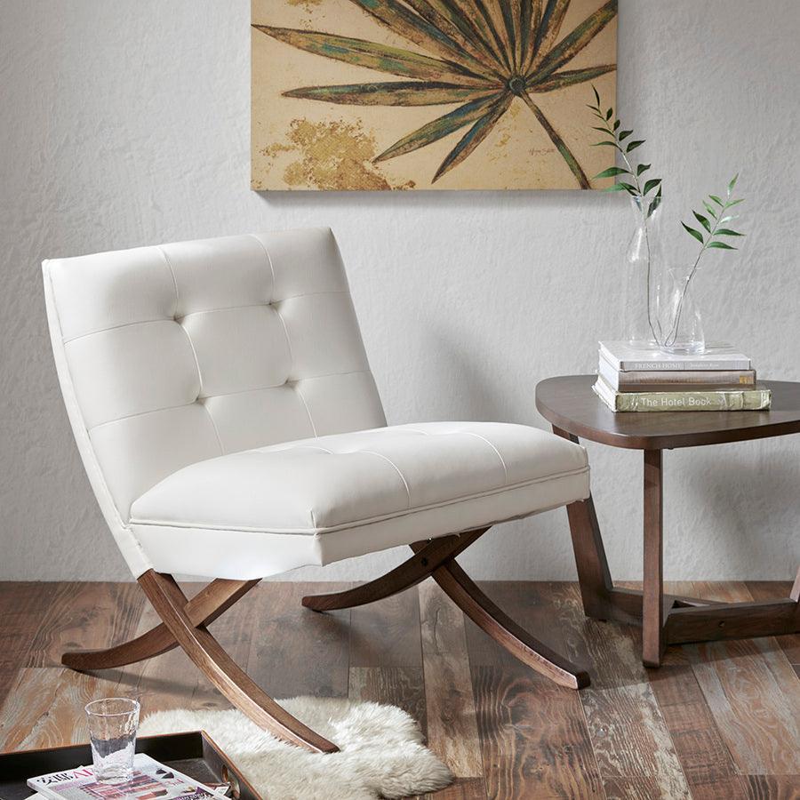 Olliix.com Accent Chairs - Wynn Tufted Back Armless Accent Chair White