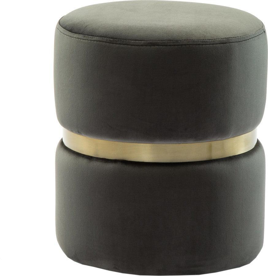 Tov Furniture Ottomans & Stools - Yamma Grey Velvet Ottoman Gray
