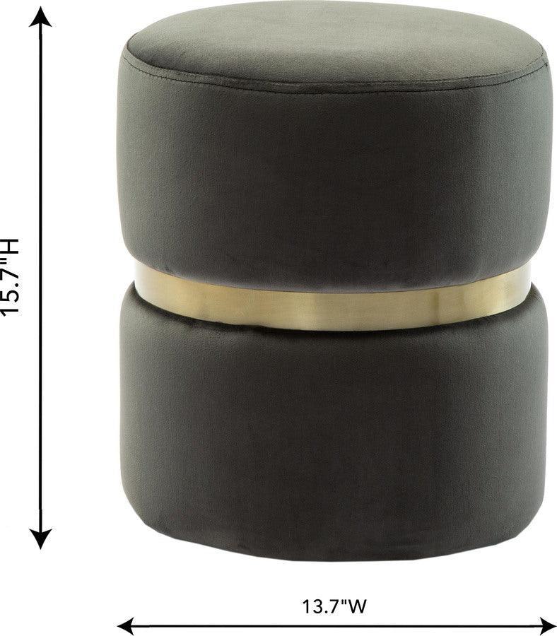 Tov Furniture Ottomans & Stools - Yamma Grey Velvet Ottoman Gray