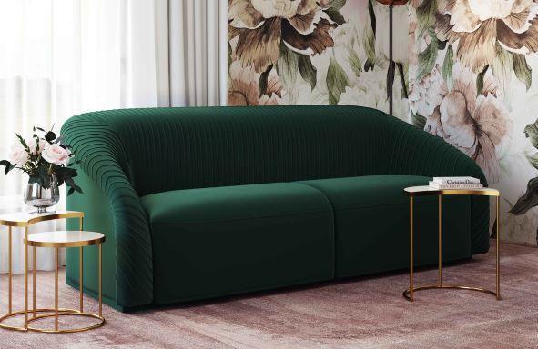 Buy Yara Pleated Sofa in Forest Green | Comfortable Design