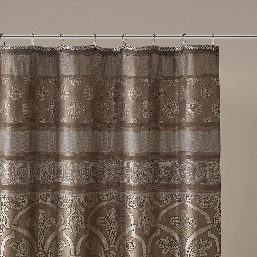 Olliix.com Shower Curtains - Zara Jacquard Shower Curtain Brown