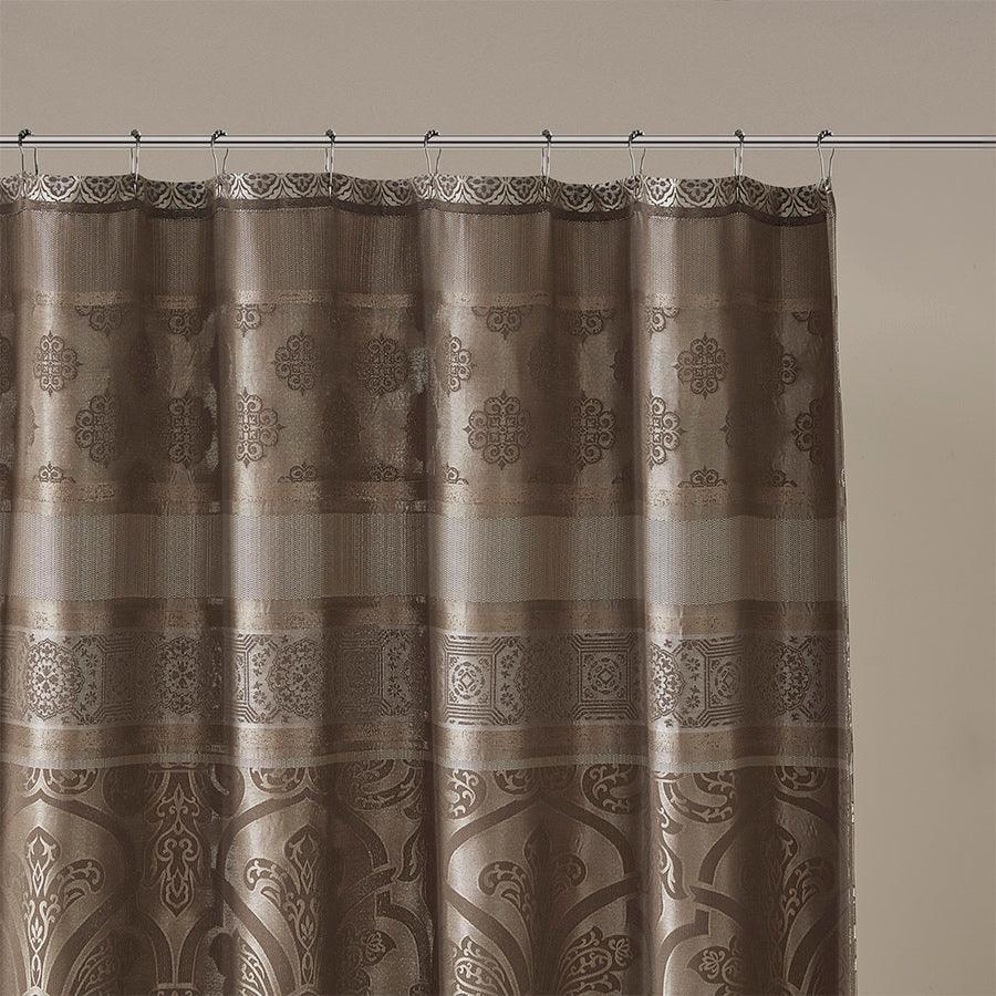 Olliix.com Shower Curtains - Zara Jacquard Shower Curtain Brown