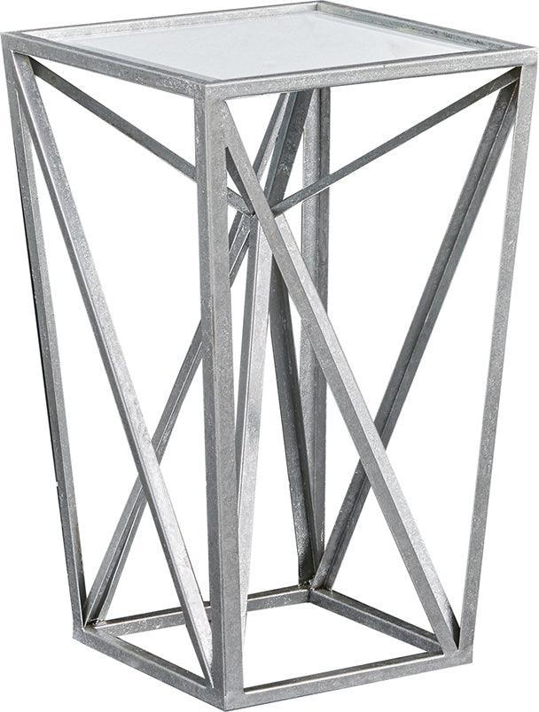 Olliix.com Side & End Tables - Zee Angular Mirror Accent Table Silver