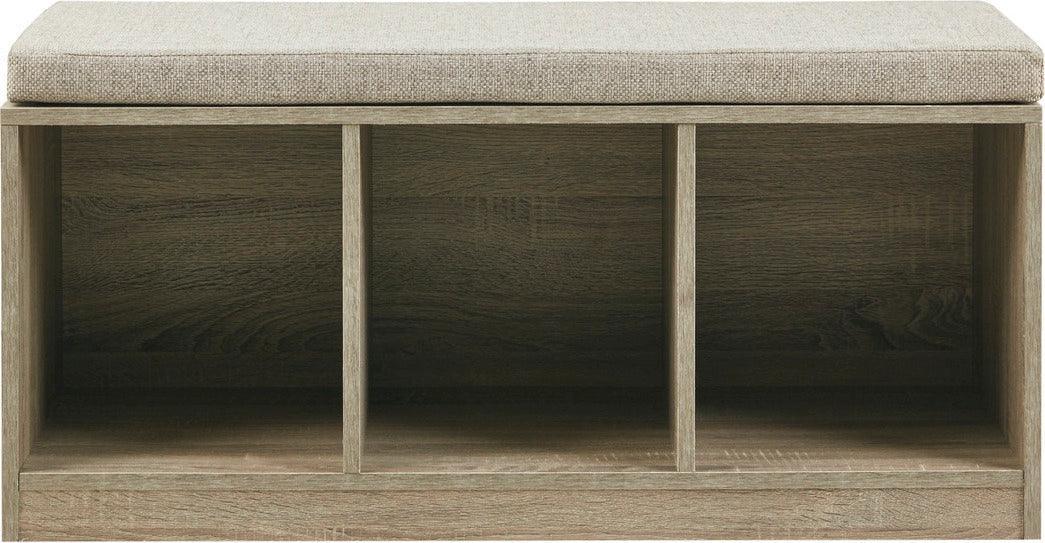 Olliix.com Benches - Zeus Cube Organizer Storage Bench With Cushion Gray
