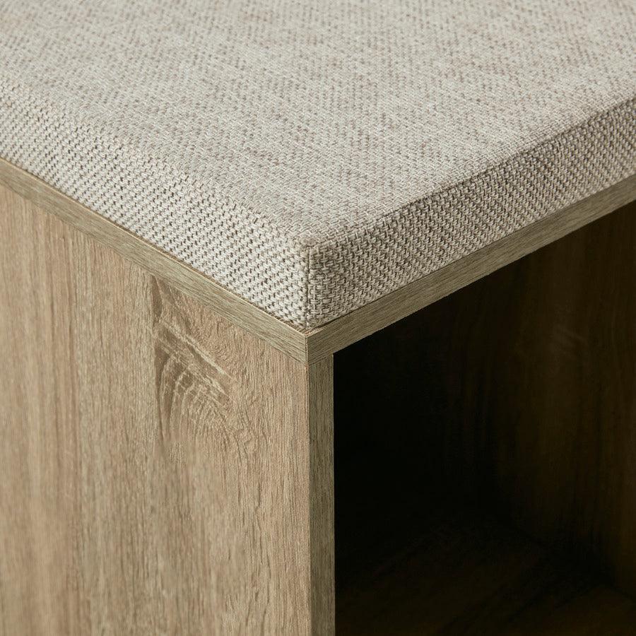 Olliix.com Benches - Zeus Cube Organizer Storage Bench With Cushion Gray