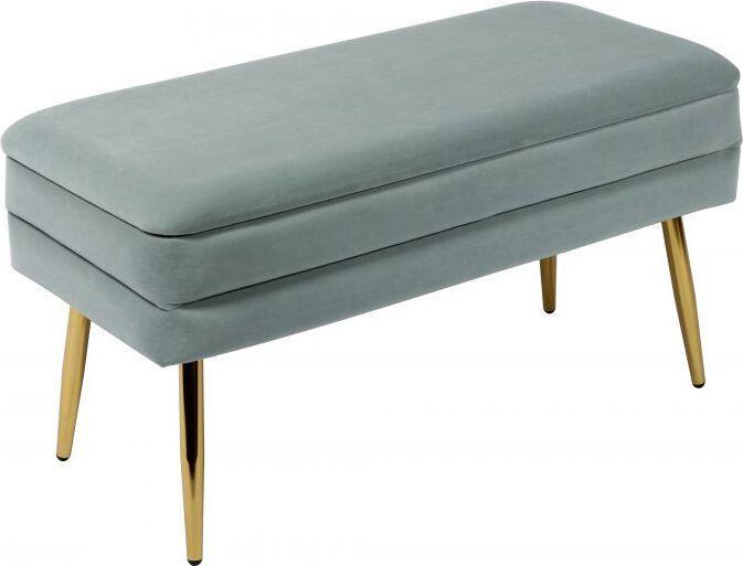 Tov Furniture Benches - Ziva Sea Blue Velvet Storage Bench