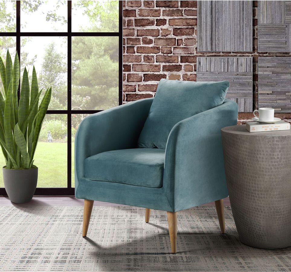 Elements Accent Chairs - Zoe Accent Chair with Wooden Legs Marine Blue