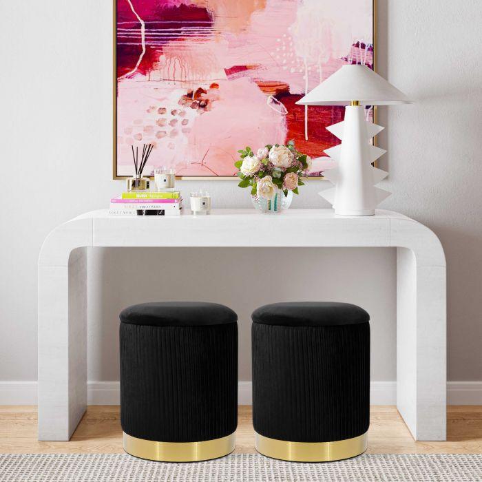 Tov Furniture Ottomans & Stools - Zoe Black Velvet Storage Ottoman