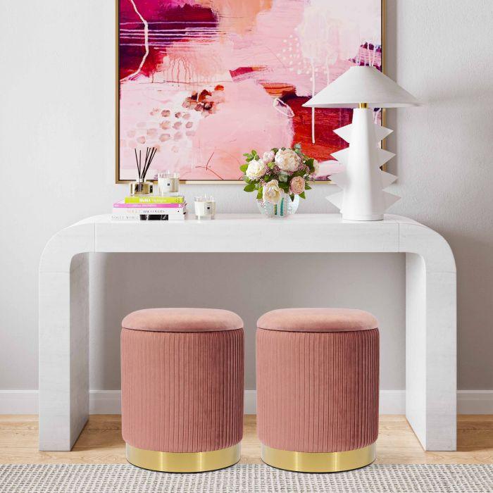 Tov Furniture Ottomans & Stools - Zoe Blush Velvet Storage Ottoman