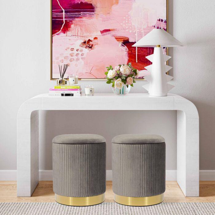 Tov Furniture Ottomans & Stools - Zoe Gray Velvet Storage Ottoman