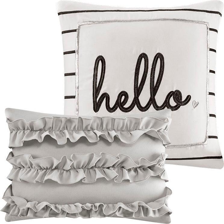 Olliix.com Comforters & Blankets - Zoey Metallic Triangle Print Comforter Set Gray & Silver Twin/Twin XL