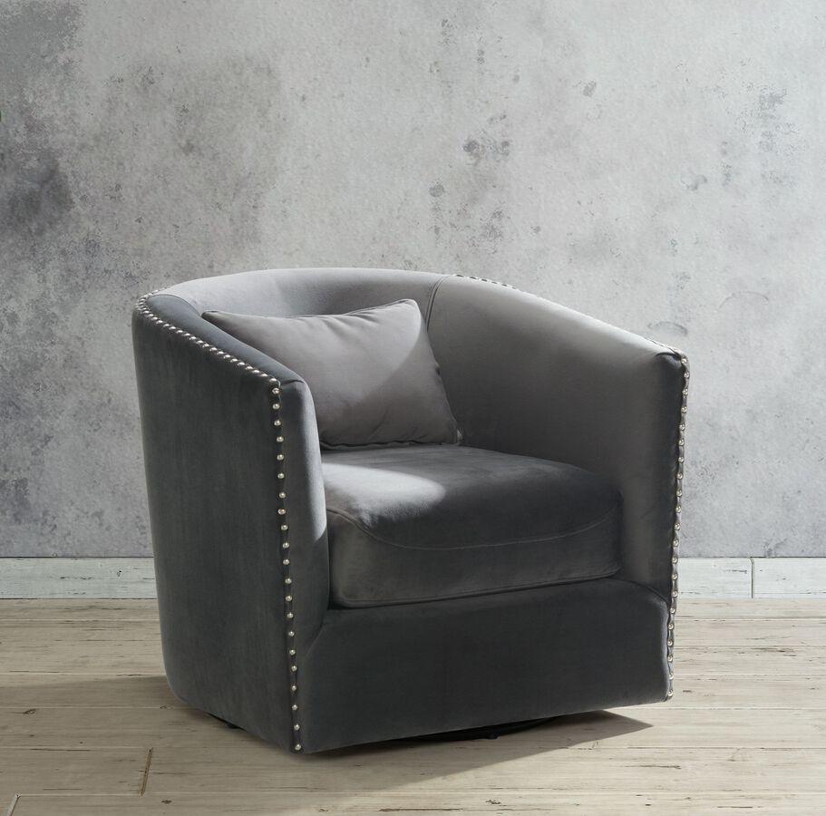 Elements Accent Chairs - Zola Swivel Chair Gun Metal