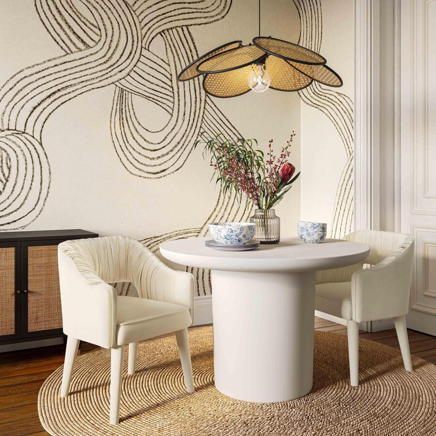 Tov Furniture Dining Chairs - Zora Cream Velvet Dining Chair