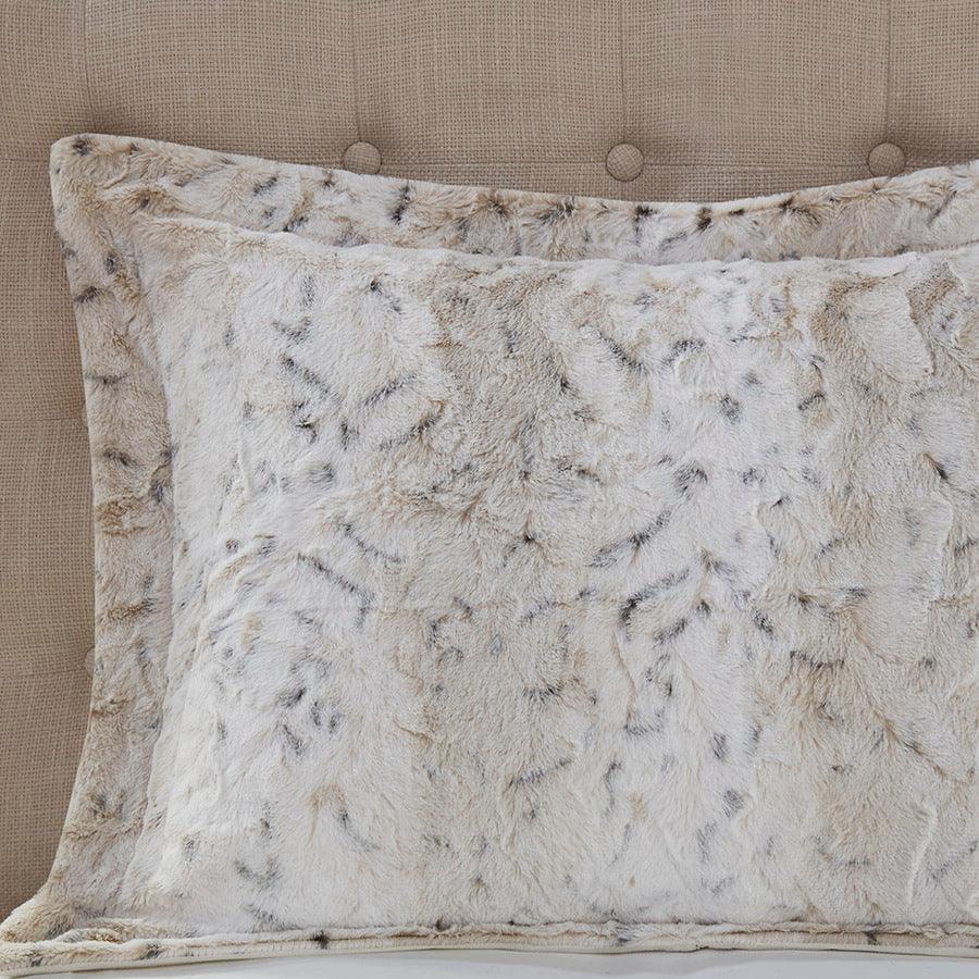 Olliix.com Comforters & Blankets - Zuri 3PC Faux Fur Comforter Set Snow Leopard