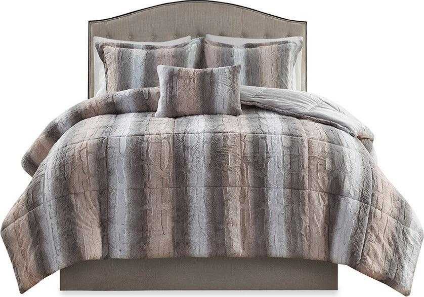 Olliix.com Comforters & Blankets - Zuri Full/Queen Comforter (Set) Blush/Gray