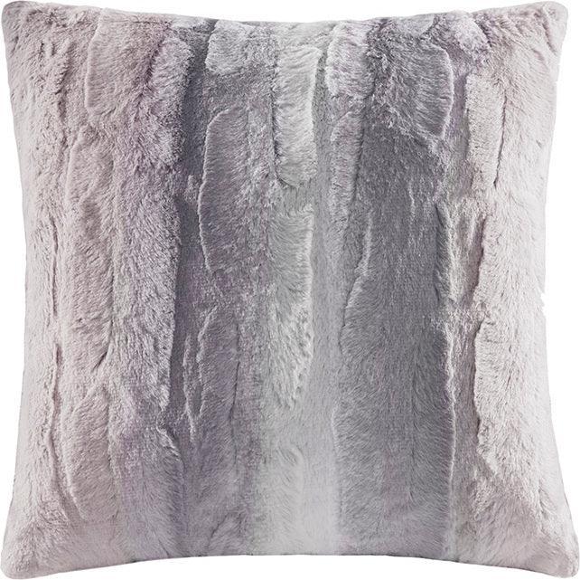 Olliix.com Pillows - Zuri Glam Faux Fur Square Pillow 20"W x 20"L Blush & Gray