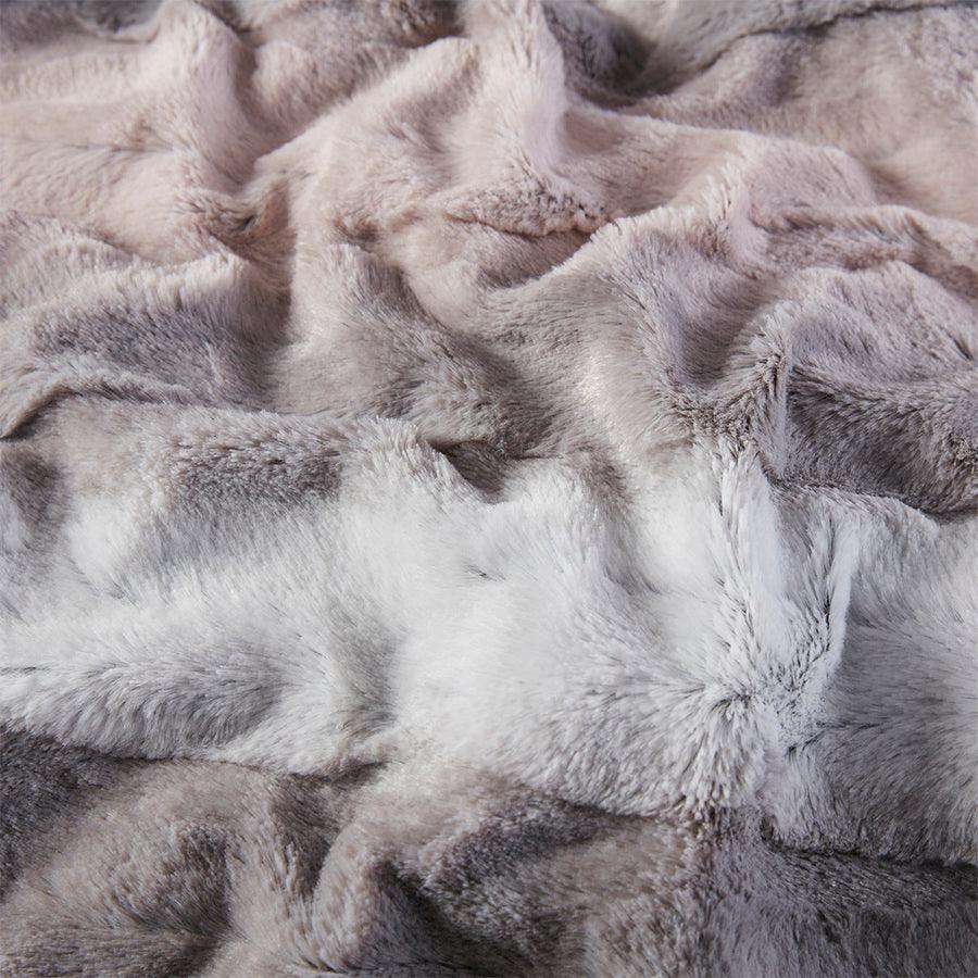 Olliix.com Pillows & Throws - Zuri Glam/Luxury Oversized Faux Fur Throw 60"W x 70"L Blush & Gray
