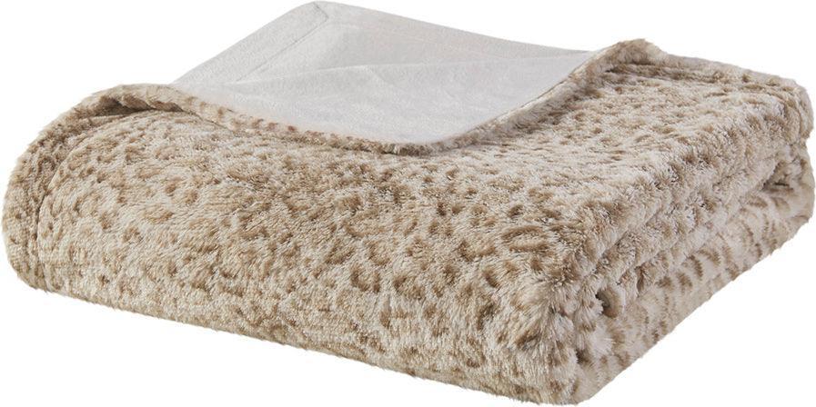 Olliix.com Pillows & Throws - Zuri Glam/Luxury Oversized Faux Fur Throw 60"W x 70"L Leopard
