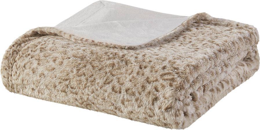 Olliix.com Pillows & Throws - Zuri Glam/Luxury Oversized Faux Fur Throw 60"W x 70"L Leopard