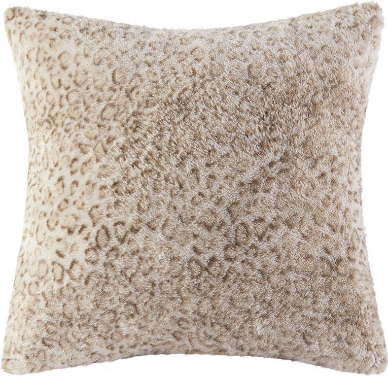Olliix.com Pillows - Zuri Luxury Faux Fur Square Pillow 20"W x 20"L Leopard