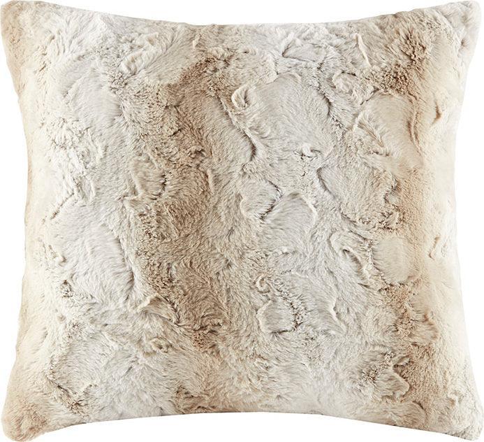 Olliix.com Pillows - Zuri Luxury Faux Fur Square Pillow 20"W x 20"L Sand