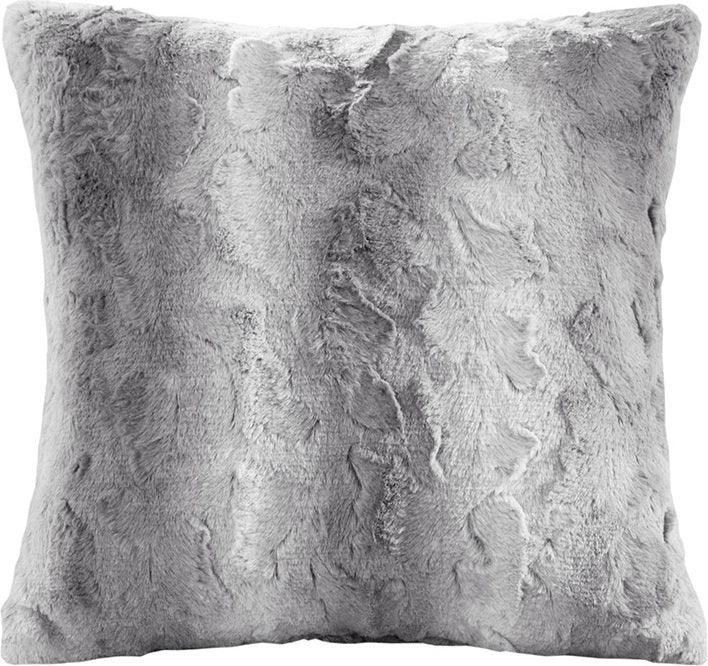 Olliix.com Pillows - Zuri Luxury Faux Fur Square Pillow 20x20" Gray