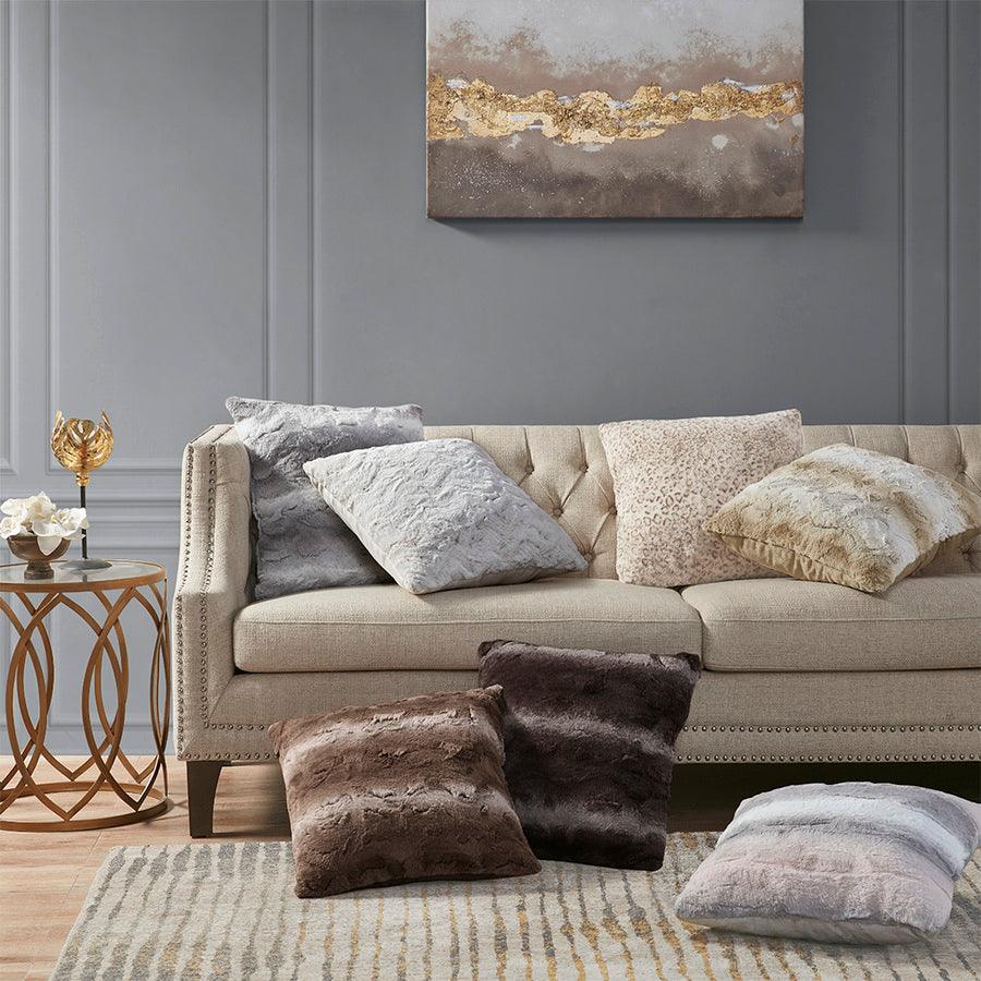 Olliix.com Pillows - Zuri Luxury Faux Fur Square Pillow 20x20" Tan