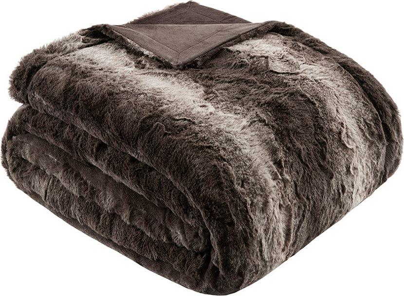 Olliix.com Pillows & Throws - Zuri Oversized Faux Fur Throw Brown
