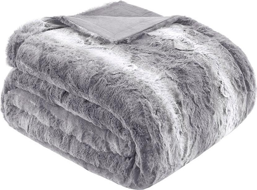 Olliix.com Pillows & Throws - Zuri Oversized Faux Fur Throw Grey