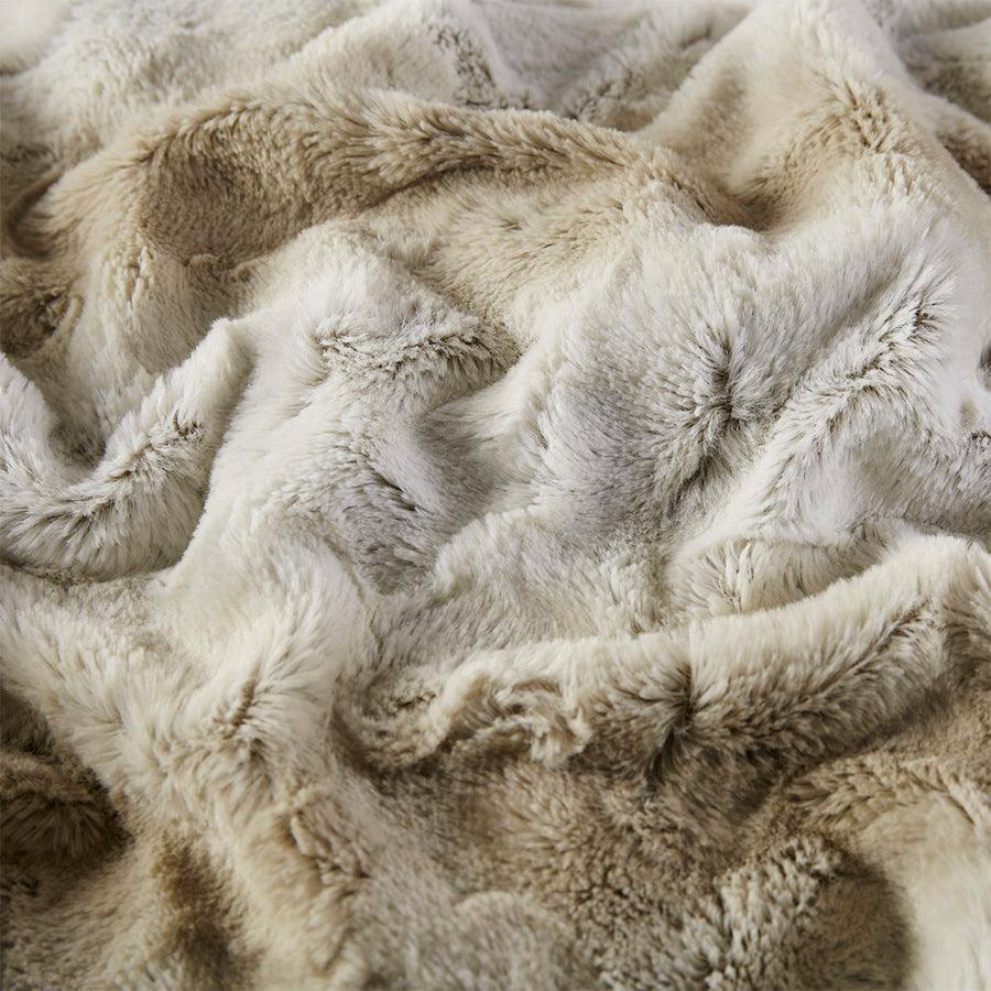 Olliix.com Pillows & Throws - Zuri Oversized Faux Fur Throw Sand