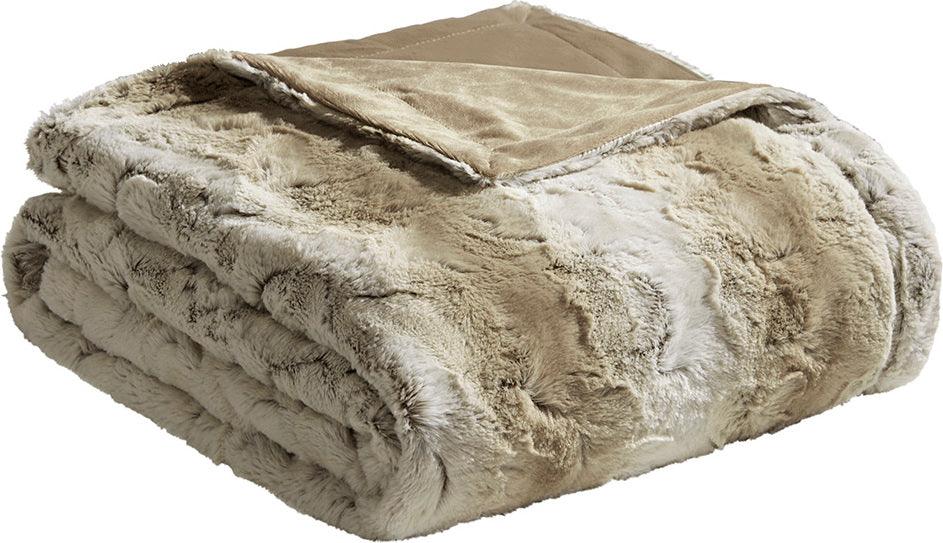 Olliix.com Pillows & Throws - Zuri Oversized Faux Fur Throw Sand