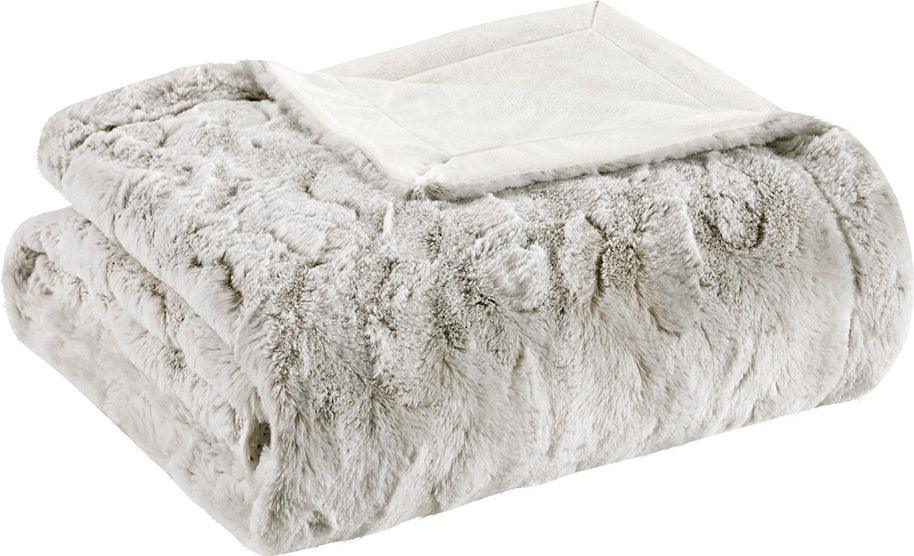 Olliix.com Pillows & Throws - Zuri Oversized Faux Fur Throw Snow Leopard