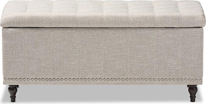 Wholesale Interiors Benches - Kaylee Modern Classic Beige Fabric Upholstered Button-Tufting Storage Ottoman Bench