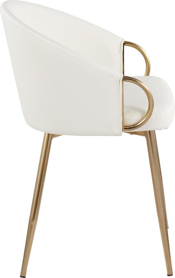 Lumisource Accent Chairs - Claire Contemporary/Glam Chair In Gold Metal & White Faux Leather (Set of 2)