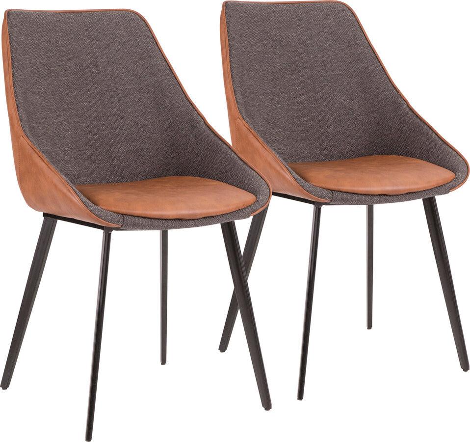 Lumisource Dining Chairs - Marche Contemporary Two-Tone Chair in Brown Faux Leather & Grey Fabric - Set of 2