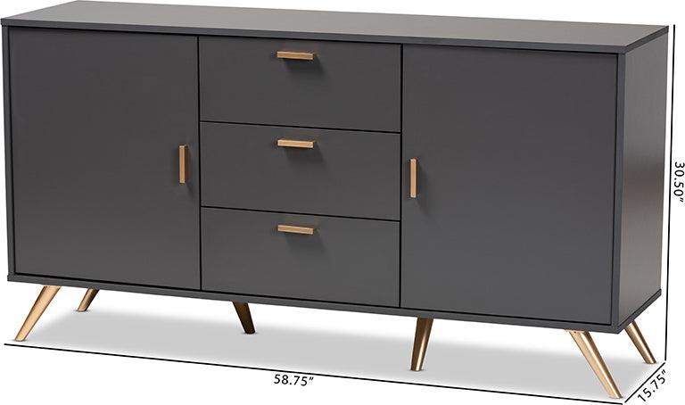 Wholesale Interiors Buffets & Sideboards - Kelson Dark Grey and Gold Finished Wood 2-Door Sideboard Buffet