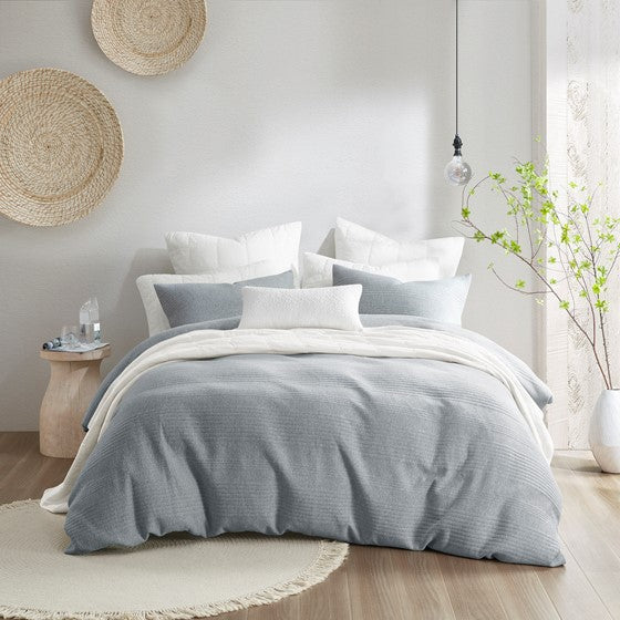 Olliix.com Duvet & Duvet Sets - 3 Piece Duvet Set Heathered Gray Full/Queen