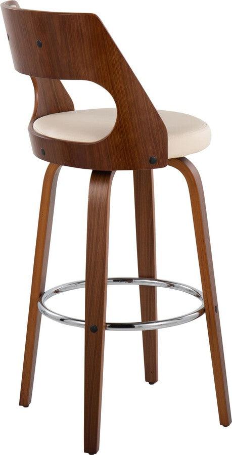 Lumisource Barstools - Cecina Barstool With Swivel In Walnut & Cream Faux Leather (Set of 2)