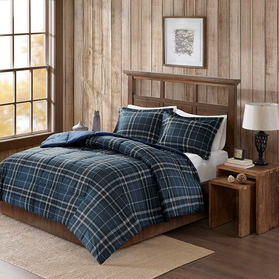 Olliix.com Comforters & Blankets - CozySpun Down Alternative Comforter Mini Set Navy Full/Queen